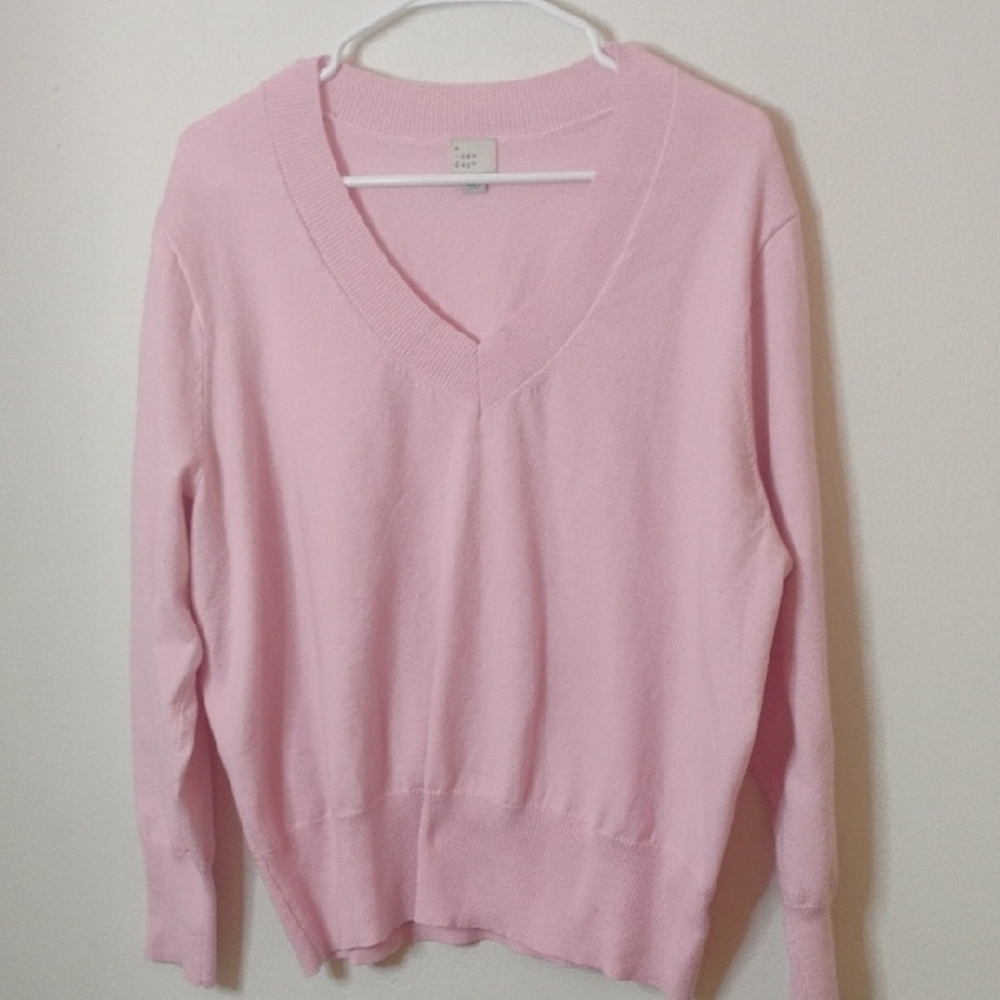 a new day Soft Pink V-Neck Sweater Woman's XL - Picture 5 of 5